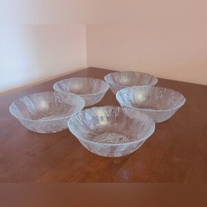 Set of 5 Vintage ARCOROC USA Canterbury Crocus 6.5" Floral Glass Bowls GUC